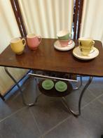 vintage theetafel  met chrome buis frame, Ophalen of Verzenden