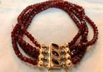 Antieke granaten 4 strengs armband 18 karaats gouden slot, Sieraden, Tassen en Uiterlijk, Antieke sieraden, Ophalen of Verzenden