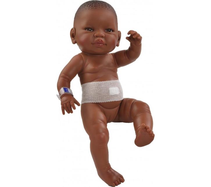 Paola Reina Bebitos donkere pop meisje met navelband 45 cm, Kinderen en Baby's, Speelgoed | Poppen, Nieuw, Babypop, Ophalen of Verzenden