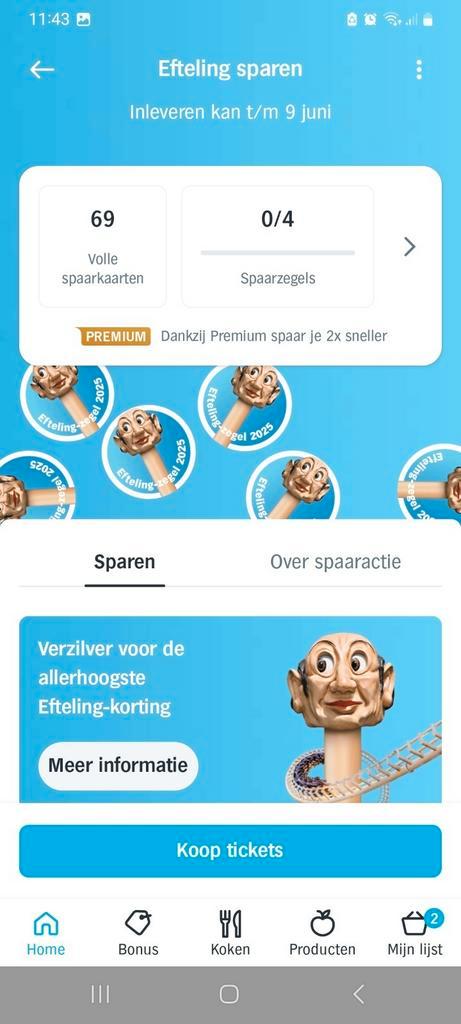 Ah efteling spaarkaart, Tickets en Kaartjes, Recreatie | Pretparken en Attractieparken, Eén persoon, Kortingskaart