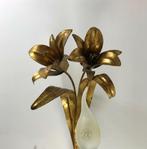 Vergulde wandlamp met lelies circa 1960, Ophalen of Verzenden, Zo goed als nieuw, Metaal