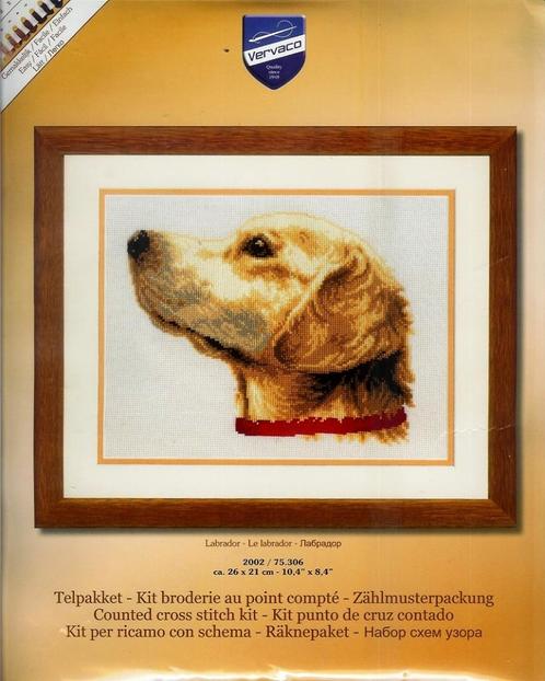 Cado KOOPJE VERVACO BORDUURPAKKET, LABRADOR, Hobby en Vrije tijd, Borduren en Borduurmachines, Nieuw, Borduurpakket, Handborduren