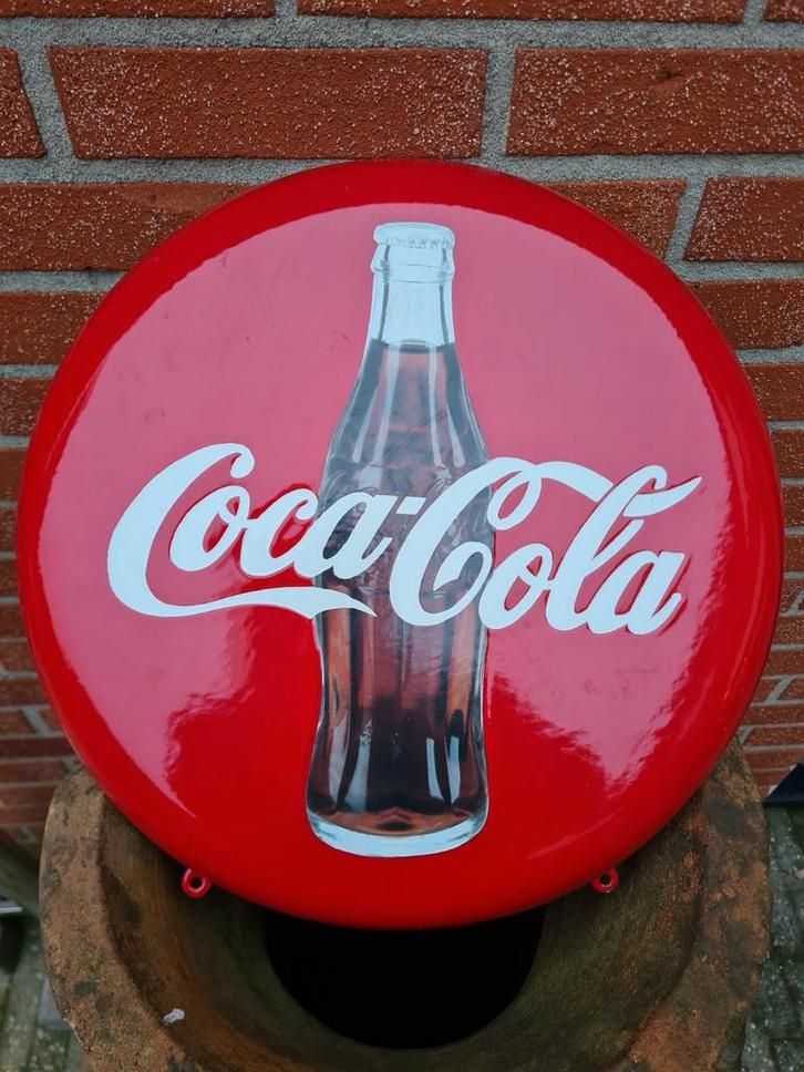 EMAILLE COCA COLA BORD DIAMETER 40 CM VOOR MANCAVE, Verzamelen, Merken en Reclamevoorwerpen, Zo goed als nieuw, Reclamebord, Ophalen