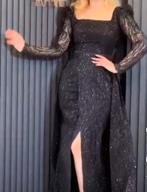 Zwarte jurk maat L gala avond, Ophalen, Zo goed als nieuw, Zwart, Onder de knie