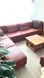 Lederen hoekbank U-vorm, Huis en Inrichting, Ophalen, 250 tot 300 cm, Gebruikt, Hoekbank