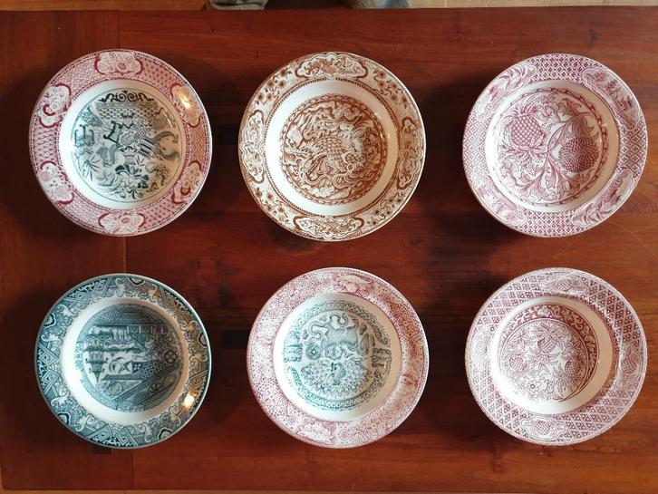 Set van 6 Schotse en Engelse antieke borden, Antiek en Kunst, Antiek | Servies los, Ophalen