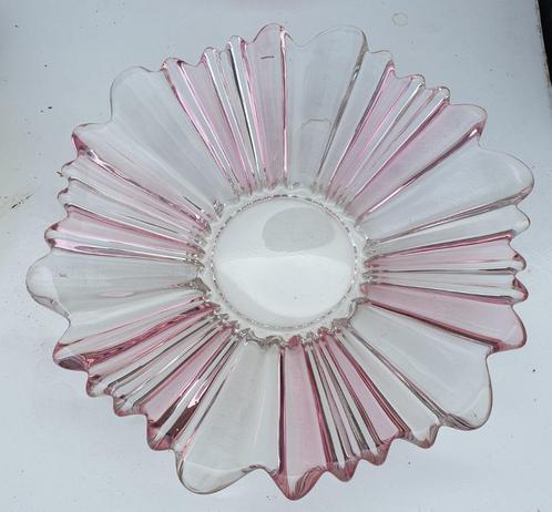 Unieke tweekleurige art-deco bloemvormige glazen schaal, Antiek en Kunst, Antiek | Glas en Kristal, Ophalen of Verzenden
