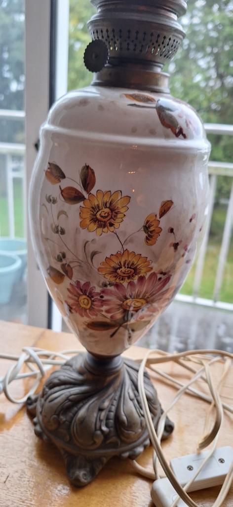 Vintage Olie Lamp Elektrisch Gemaakt, Huis en Inrichting, Lampen | Vloerlampen, Gebruikt, Minder dan 100 cm, Metaal, Ophalen of Verzenden