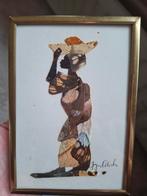 Afrikaans kunstwerk van vlindervleugels Jja Oluka, Ophalen of Verzenden, Minder dan 50 cm, Schilderij, Minder dan 50 cm