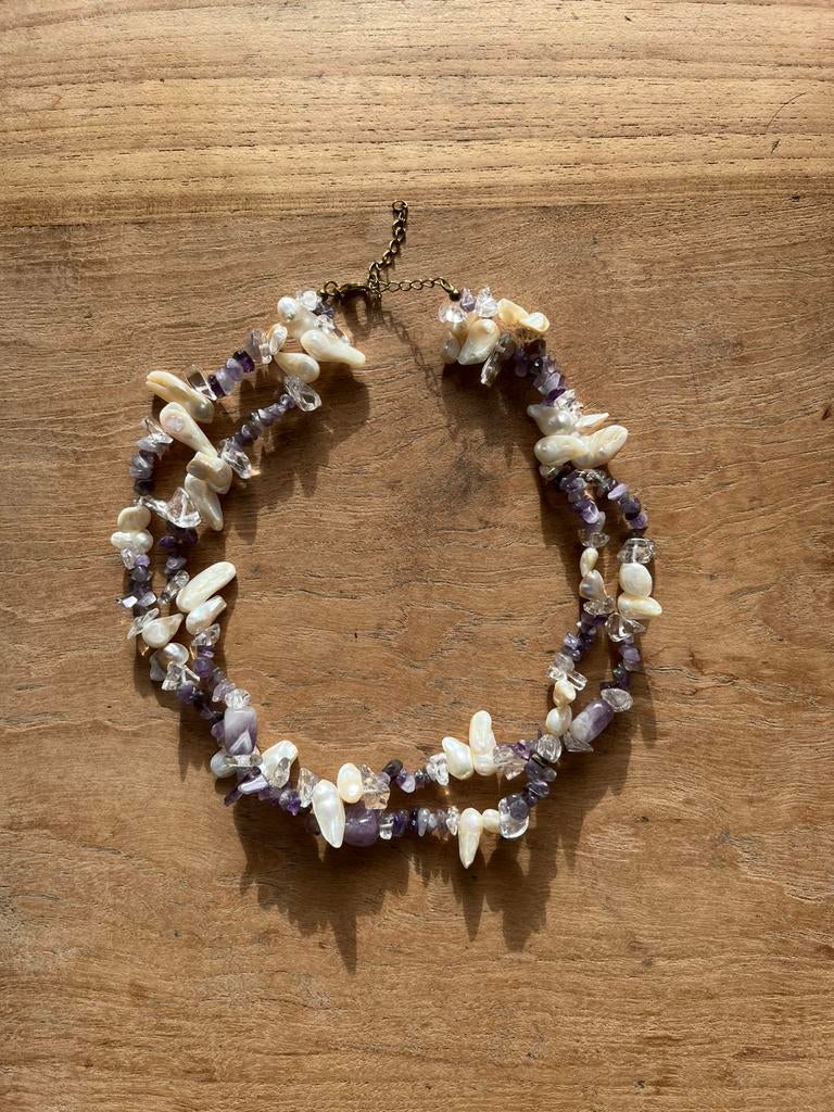 Ketting anna+ nina schelp natuursteen, Ophalen of Verzenden, Zo goed als nieuw, Overige materialen