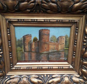 Antiek, schilderij, Chateau de Beersel België beschikbaar voor biedingen