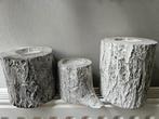 Boomstamkandelaars voor grote waxinelichtjes, wit, Ophalen of Verzenden, Nieuw, Wit, Hout