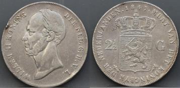 Zilveren rijksdaalder 1847 - 2 1/2 gulden 1847 Willem 2 beschikbaar voor biedingen