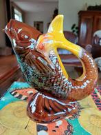 Franse brocante barbotine vaas pitcher kan vis, Ophalen of Verzenden