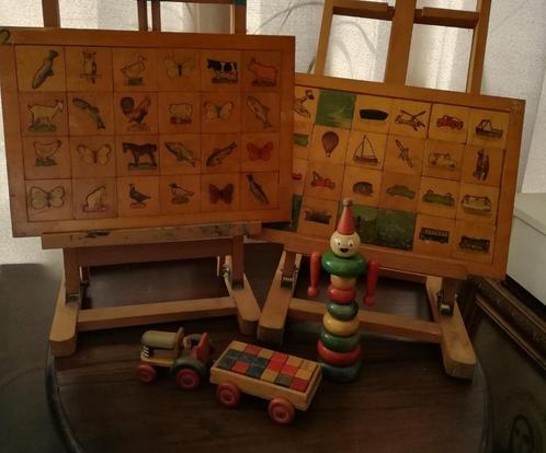 Lot retro clowntje mini tractor aanhanger puzzels '30-'40, Antiek en Kunst, Curiosa en Brocante, Ophalen of Verzenden