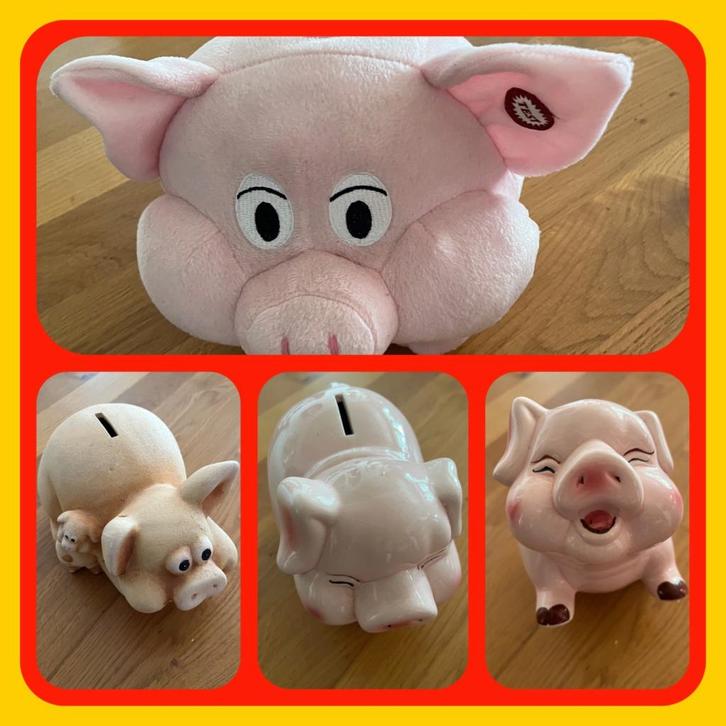 156. Spaarvarkens drie  stuks, Verzamelen, Spaarpotten, Zo goed als nieuw, Dier, Steen, Aardewerk of Keramiek, Ophalen of Verzenden