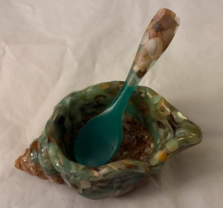 Decoratieve schelp met lepeltje, Huis en Inrichting, Woonaccessoires | Overige, Nieuw, Ophalen