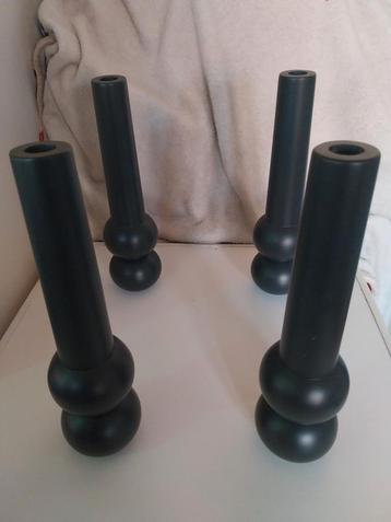 Set of 4 Wooden Matte Black Candle Holders –33 cm Nordic St beschikbaar voor biedingen