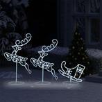 Kerstdecoratie rendieren en slee 260x21x87 cm acryl koudwit, Nieuw, Ophalen of Verzenden
