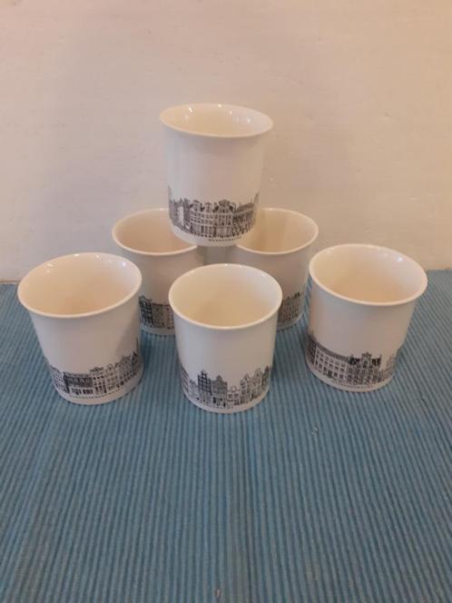 Amsterdams Grachtenservies - set van 6 verschillende mokjes, Antiek en Kunst, Antiek | Servies los, Ophalen of Verzenden