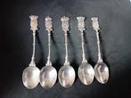 5 Zilveren Lepeltjes met Stadswapen - Zwaardje Gekeurd, Ophalen of Verzenden