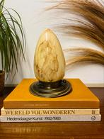 Vintage art deco plafondlamp plafonniere gemarmer glas brass, Ophalen of Verzenden, Zo goed als nieuw, Glas