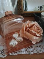 Leuke brocante kaas of boterstolp van rose glas ...Art Deco., Antiek en Kunst, Antiek | Glas en Kristal, Ophalen of Verzenden