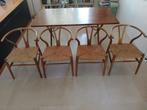 CH24 wishbone chairs 1968  | Andreas Tuck AT303 tafel 1968, Huis en Inrichting, Stoelen, Ophalen, Bruin, Vier, Hout