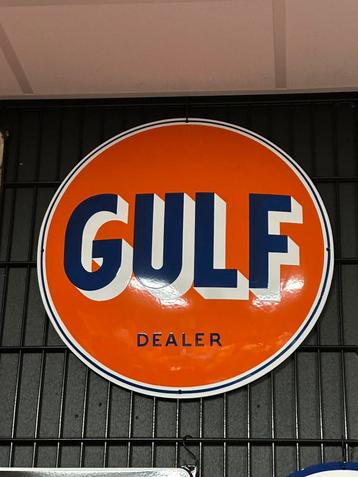 Emaille reclamebord Gulf Dealer - Porsche Racing 70 cm beschikbaar voor biedingen