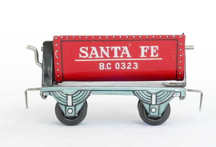 Bandai Japans blik Santa Fe kiepwagen en open wagen, Antiek en Kunst, Antiek | Speelgoed, Ophalen of Verzenden