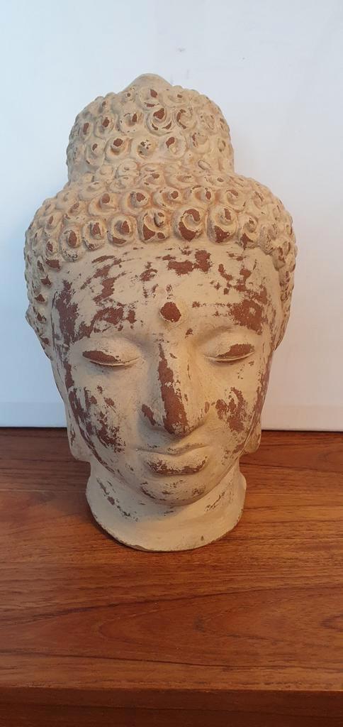Terracotta boeddha hoofd., Antiek en Kunst, Kunst | Beelden en Houtsnijwerken, Ophalen of Verzenden