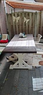 Houten Tuintafel met Stoelen - Veranda/Serre, Ophalen of Verzenden, Gebruikt, Rechthoekig, Hout