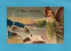 Pracht oude kerstkaart/reliéf M406 - met mooie kerstengel, Verzenden, Voor 1920, Ongelopen, Feest(dag)