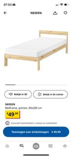 Neiden bedframe met luroy lattenbodem, 1 persoonsed, Huis en Inrichting, Slaapkamer | Bedden, Ophalen, 90 cm, Eenpersoons, Wit