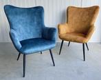 Nieuwe fauteuil in velvet Blauw Goudgeel of Teddy stof, Huis en Inrichting, Fauteuils, Ophalen of Verzenden