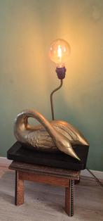 Vintage messing lamp zwaan, Ophalen, Zo goed als nieuw, Minder dan 50 cm