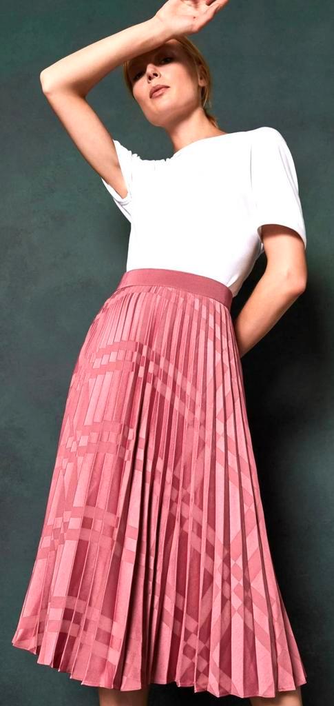 TED BAKER SATIJNEN GEPLOOIDE MIDI ROK (NEW €290) NIEUW💖💖💖, Kleding | Dames, Rokken, Nieuw, Maat 38/40 (M), Roze, Onder de knie