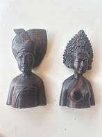 Houten Borstbeelden Set - Handgesneden Kunst, Ophalen of Verzenden