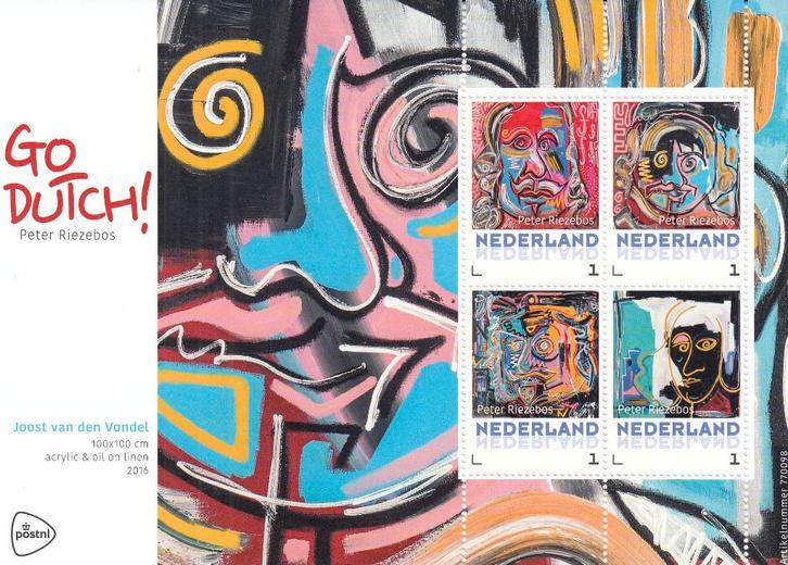 Nederland- 2017- Kunst- Go Dutch- 3- Riezebos- Vondel- P, Postzegels en Munten, Postzegels | Nederland, Postfris, Na 1940, Verzenden