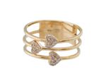 Brede 14 karaat Gouden Hart Ring Damesring Hartjes M18.5