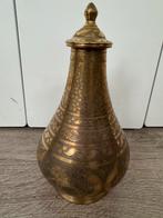 Antieke dekselvaas Indonesisch geelkoper, Antiek en Kunst, Antiek | Koper en Brons, Ophalen of Verzenden, Koper