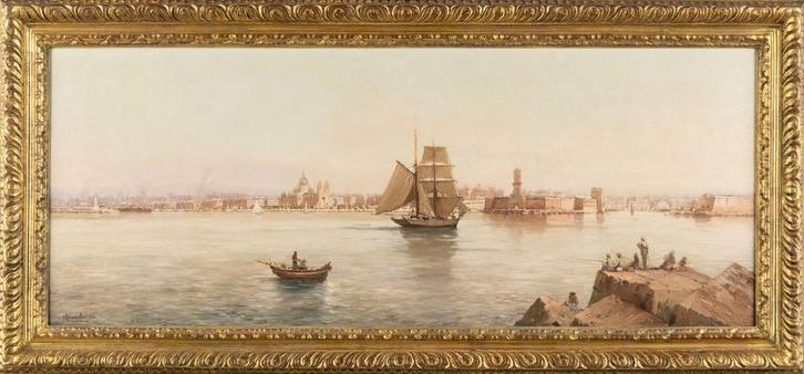 De haven van Marseille, Nicolas Chevalier Nicolas Chevalier, Antiek en Kunst, Kunst | Schilderijen | Klassiek, Ophalen