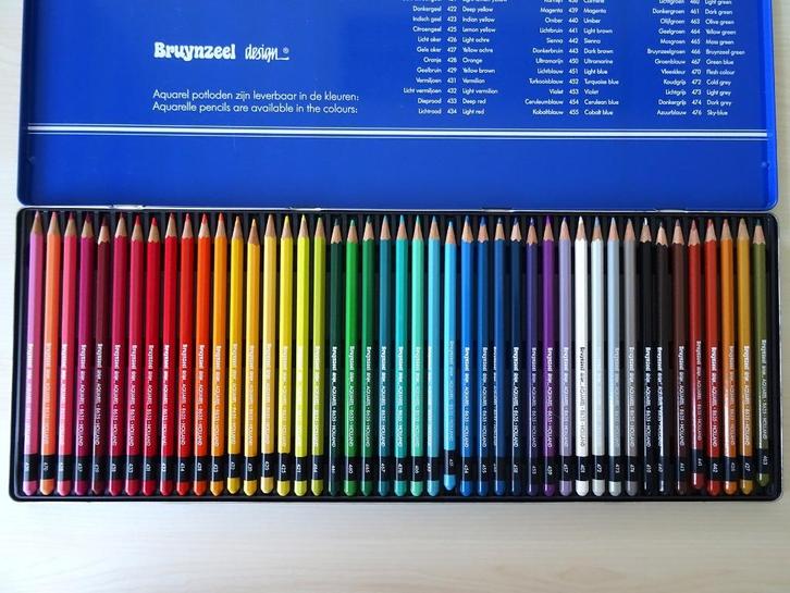 Bruynzeel aquarelpotloden 45 stuks in bewaarblik, Hobby en Vrije tijd, Tekenen, Zo goed als nieuw, Potlood of Stift, Ophalen of Verzenden