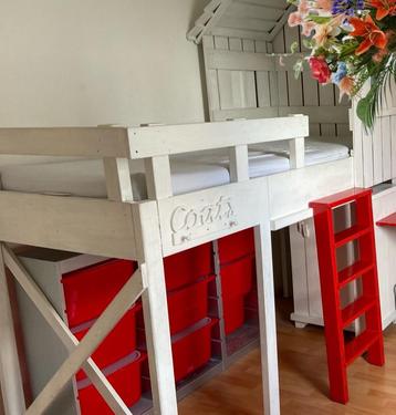 Bed 90x200 halfhoogslaper meisje kidsfactory steigerhout beschikbaar voor biedingen