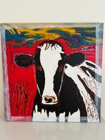 Mooie geverfd kleurig schilderij van een koe.Maat 105x105 cm, Antiek en Kunst, Kunst | Schilderijen | Modern, Ophalen