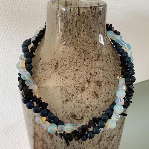 Ketting met 3 strengen edelsteen kralen, Sieraden, Tassen en Uiterlijk, Kettingen, Nieuw, Steen of Mineraal, Blauw, Met edelsteen