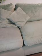 Lichtgroene comfortabele bank - 2 kussens, Gebruikt, Tweepersoons, Ophalen of Verzenden, Rechte bank
