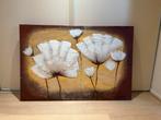 Abstract Schilderij met Witte Bloemen, Antiek en Kunst, Ophalen of Verzenden