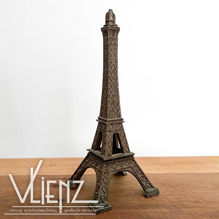 Vintage metalen beeldje Eifeltoren, koper of messing, Verzamelen, Retro, Huis en Inrichting, Ophalen of Verzenden