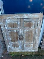 Vintage houten spiegel met deuren, Huis en Inrichting, Gebruikt, 100 tot 150 cm, Grenenhout, 25 tot 50 cm